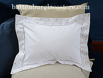 Pillow Sham.Swiss Polka Dot.Vermillion Orange color.12x16 pillow